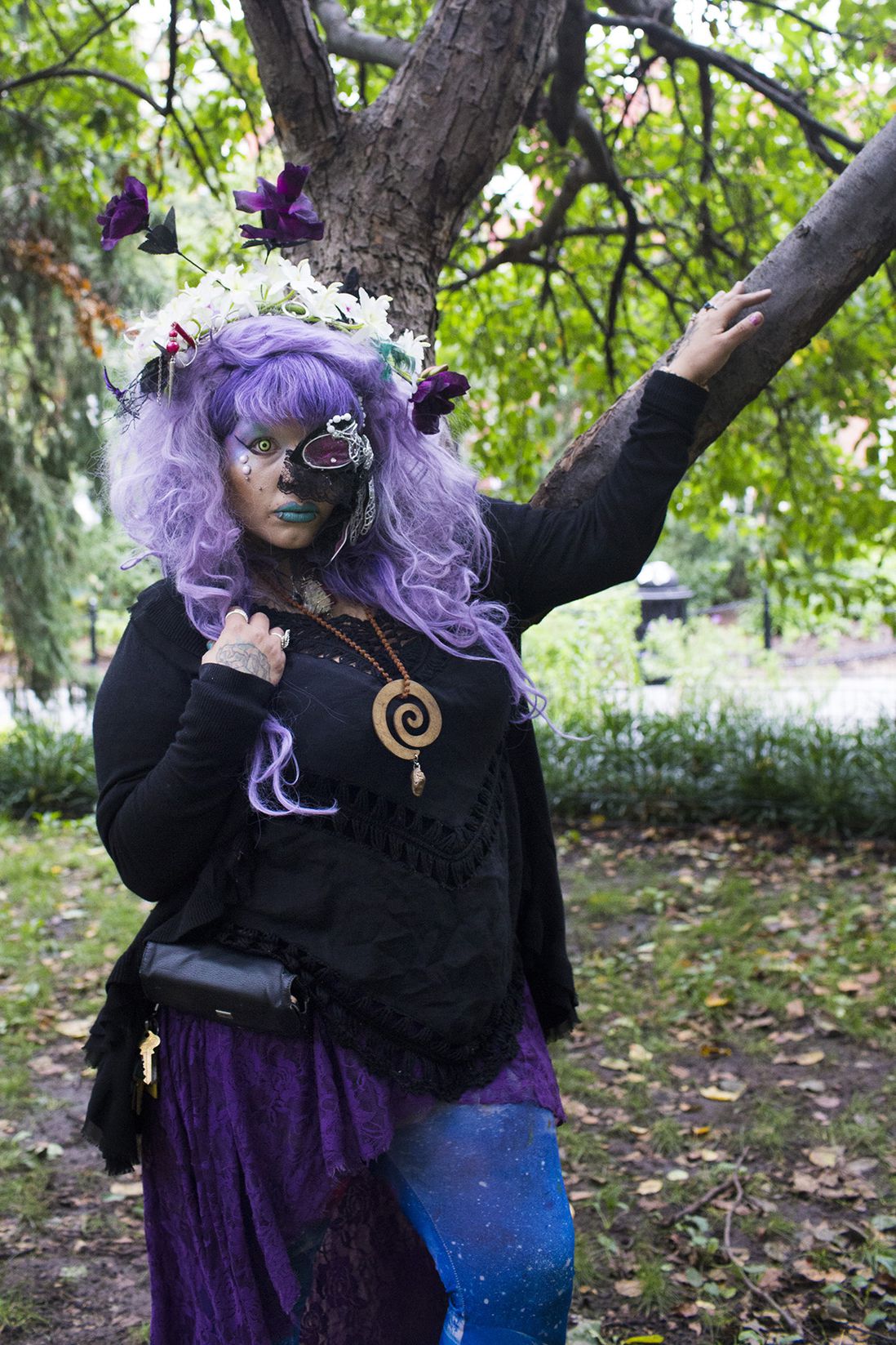Venus Alers, owner of Pain Creations, says “My mission is to love the people in my life, bring them out of the box and allow them to feel free - that is all we need.” Aler poses for a portrait in Washington Square Park during the Pagan Pride Festival on Saturday, October 1, 2016.<br>